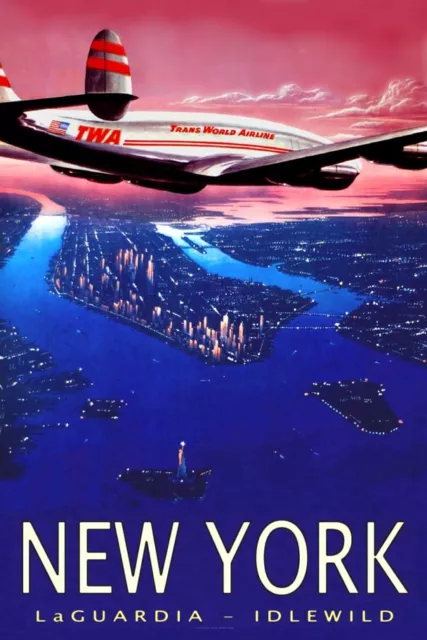 TWA Trans World Airlines Poster Constellation New York Travel Art Print 056