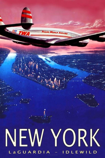 TWA Trans World Airlines Poster Constellation New York Travel Art Print 056