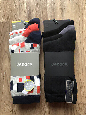 Jaeger 2x 3 Pairs JAEGER Socks Sets BNWT UK4-8/US5-9/EU37-42 Navy Grey Orange White Pnk 