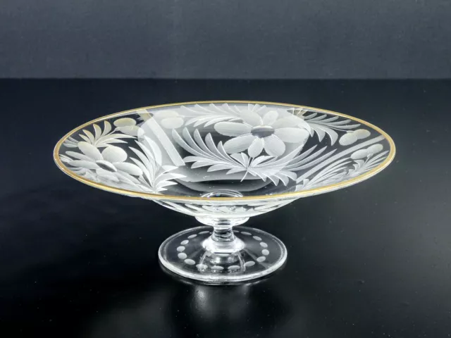 ⚜️ Antike Schale DAUM Nancy Old-Time 1894 Crystal Graviert Golden Steigrohr Ut