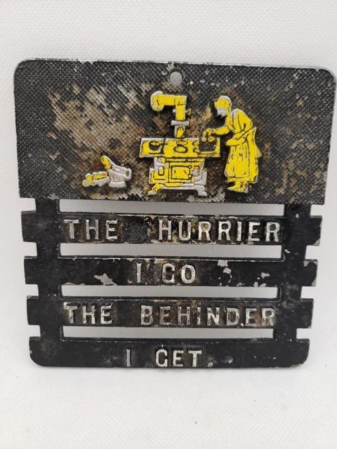 WILTON Cast Iron Kitchen Plaque Black Metal Cast Iron Trivet Amish Funny Saying