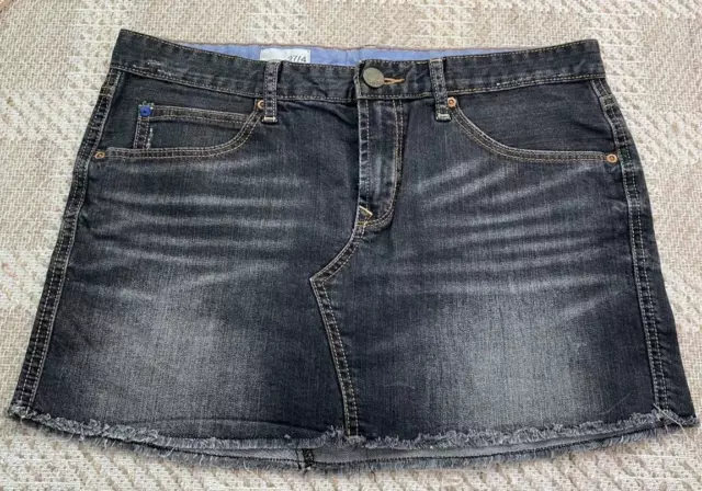 GAP 1969 Denim Cut-off Jean Mini Skirt Black Wash Size 27, 4