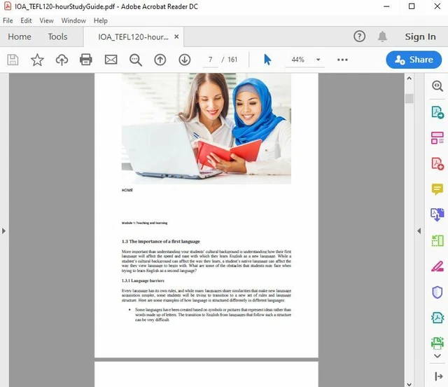 International Open Academy TEFL 120-hour: Study Guide course notes exam checker