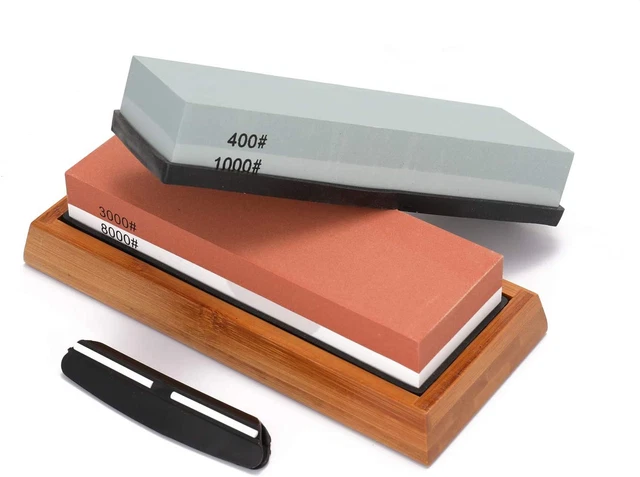 HARFINGTON Sharpening Stone Set 400/1000/3000/8000 Grit Dual Sided Whetstone Sharpening Kit With Non-Slip Bamboo Base, Angle Guide, 1 Set(6pcs - View #2