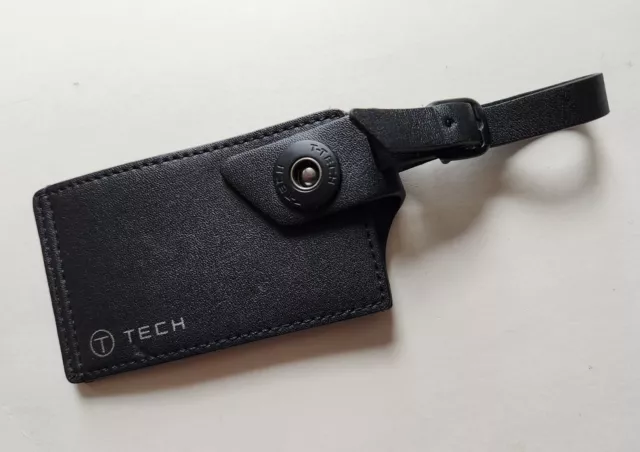 TUMI T-Tech Black Leather Designer Luggage Tag 4" x 2.5"