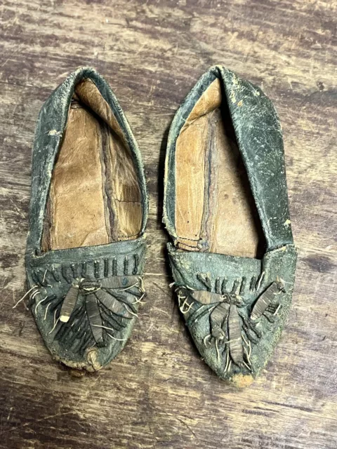 ANTIQUE 1800S CIVIL War Victorian Era Child's Leather Shoes Slip-On ...