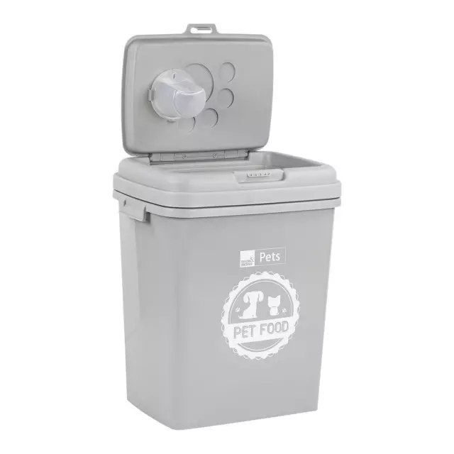 40L Plastic Pet Dog Cat Animal Food Storage Container Bin Flip Top Lock Grey
