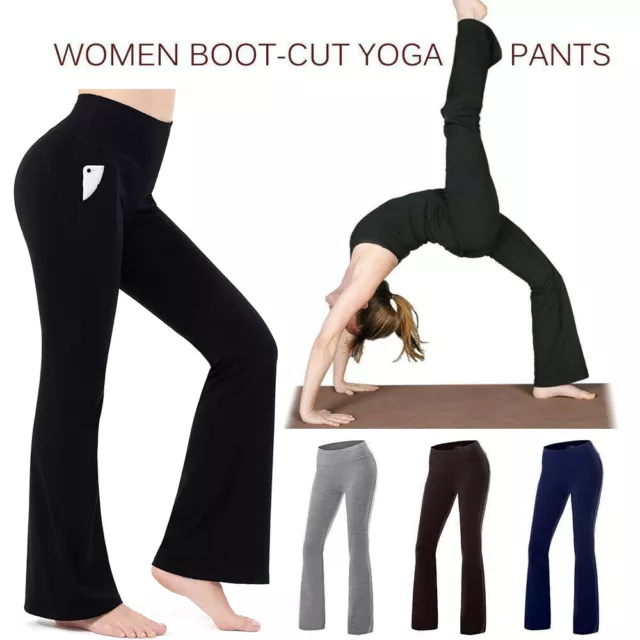 WOMEN BOOTCUT YOGA Pants Bootleg Flare Trousers Workout Casual Fitness  Running £12.49 - PicClick UK