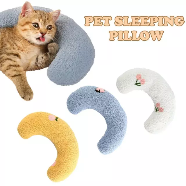 Pet Sleeping Pillow Soft Fluffy Dog Cat U-shaped Pillow Toy Calming Pet Y8G7