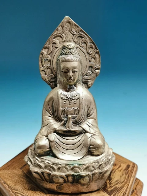 Collectable Old Chinese antiques Pure Copper Tantric KwanYin Statue 13.5cm B04