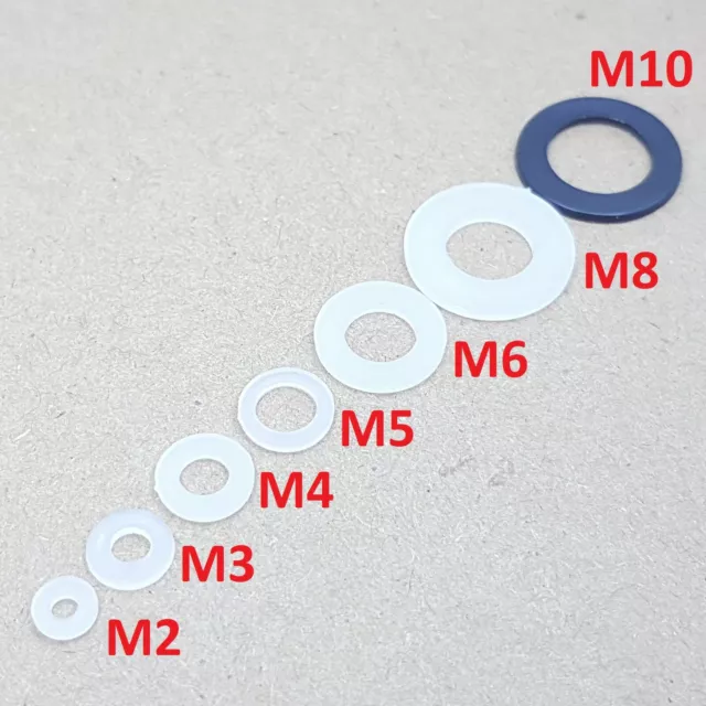 M2,M3,M4,M5,M6,M8,M10 PLASTIC WASHER NYLON METRIC FLAT Washers Thin/Thick Spacer