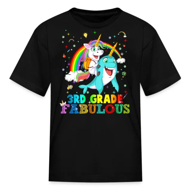 Back To School 3rd Grade Fabulous Unicorn Narwhal Kids' T-Shirt