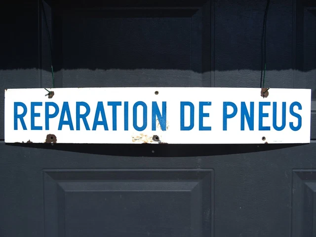 PLAQUE ÉMAILLÉE REPARATION DE PNEUS french enamel sign emailschild ...