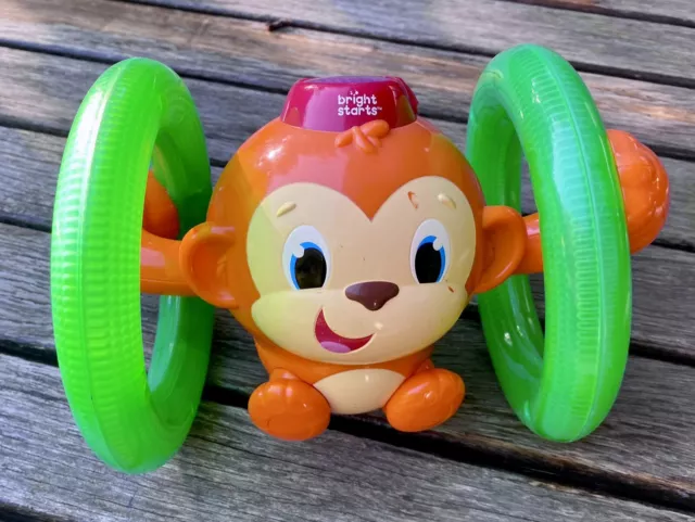 BRIGHT STARTS -  Roll & Glow MONKEY Interactive Musical LightUp Rolling toy EUC