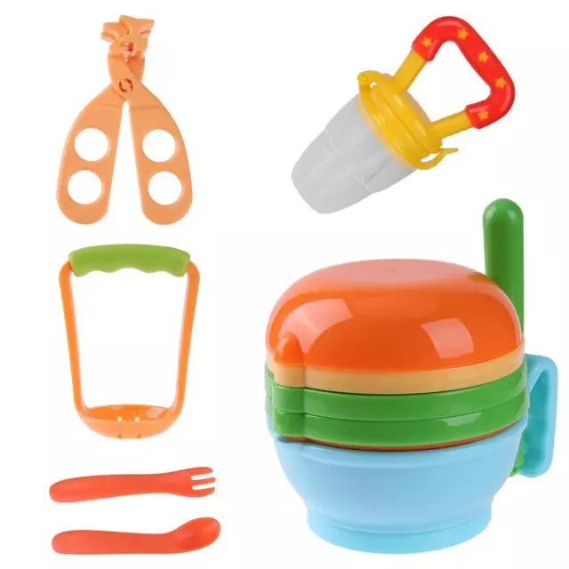 fr 12pcs/Set Baby Food Grinding Bowl Supplement Scissors Spoon Fruit Processor