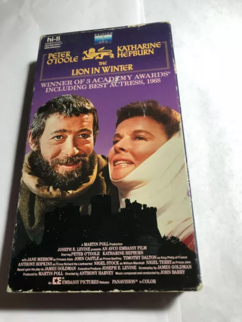 The Lion In The Winter Peter O'toole, Katherine Hepburn 1968/1987 Vhs