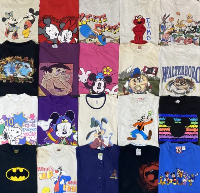 Vintage 90s Disney Looney Tunes Cartoons Shirt Lot Of 20 Mix Sizes TV Shows