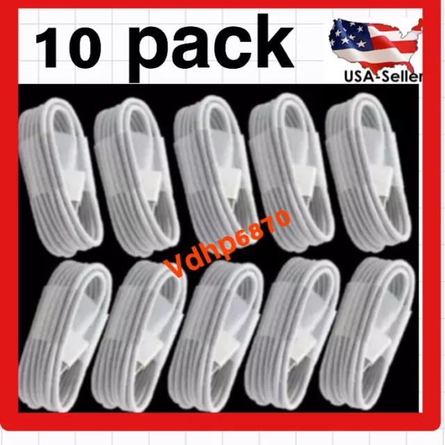 LOT Of 10 X 3 FT- iPhone 5/6/7/8 +Plus  8 Pin USB Charger Cord Cable.SE12 MIni