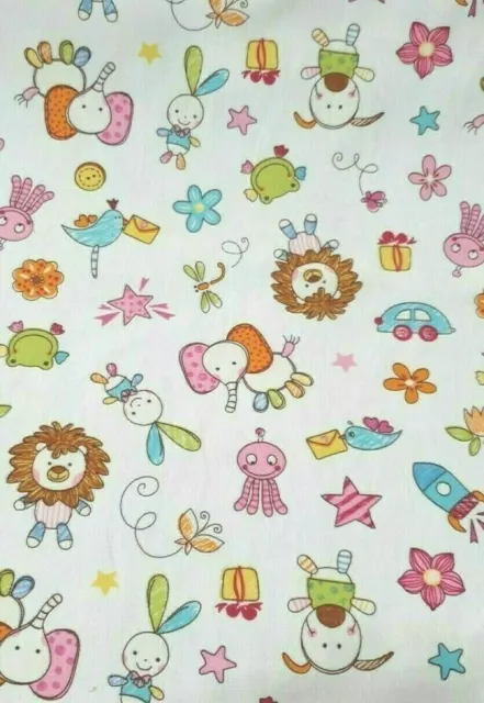 Nursery Fabric 100% Cotton Poplin Rose & Hubble Animals Birds Craft Material