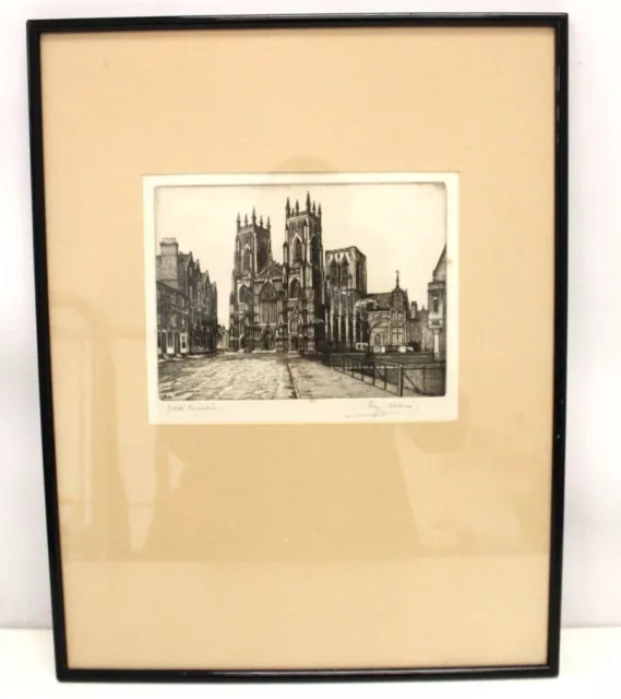 RAY ALLENS Cathedral Cityscape SIGNED ORIGINAL VINTAGE Etching FRAMED - E21