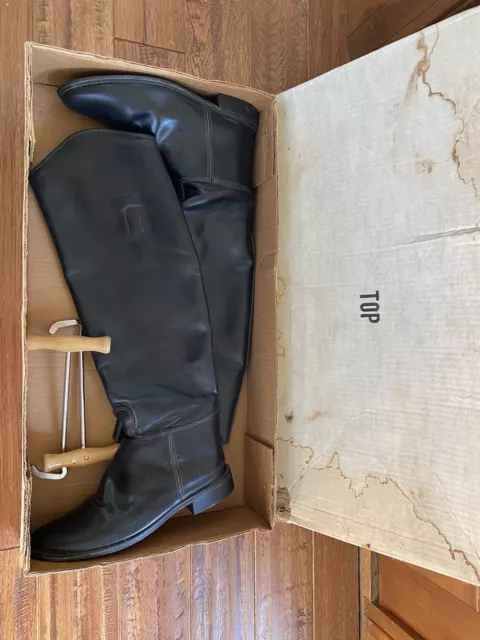 Vintage Equestrian Black Tall Leather Riding Boots Women's Size 8