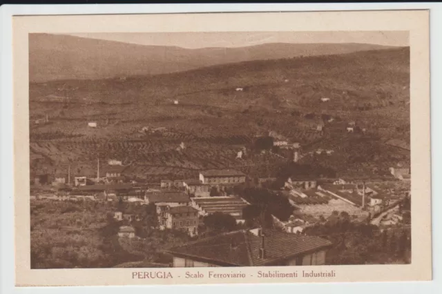 Antica Cartolina Di Perugia - Scalo Ferroviario Stabilim.industr. - Colore Bruno