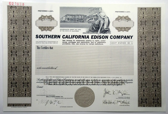 CA. Southern California Edison Co. 2005 Specimen Stock Cert Unc JBN