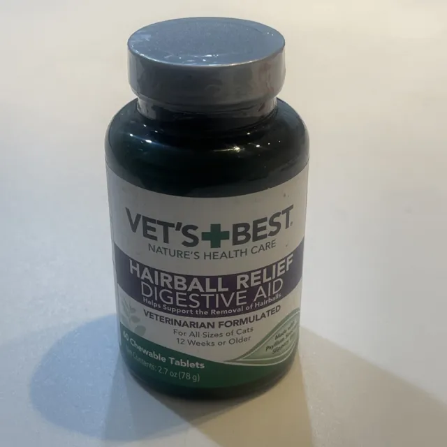 Vets Best Hairball Relief Digestive Aid 60 Chewable Tablets Exp 11/2027