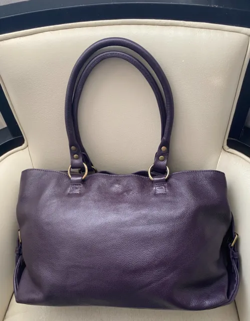 Boden - Womens Lovely Large 100% Grained Leather handbag in Dark Purple/Used