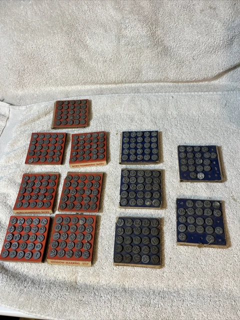 Over 280 Vintage Acro Numbering Window Markers Lead Tacks 10 Full Sets 2 Partial