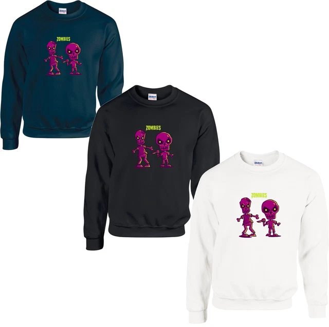 Zombies Printed Funny SweatShirt Kids Friends Halloween Spooky Night Jumper Fun