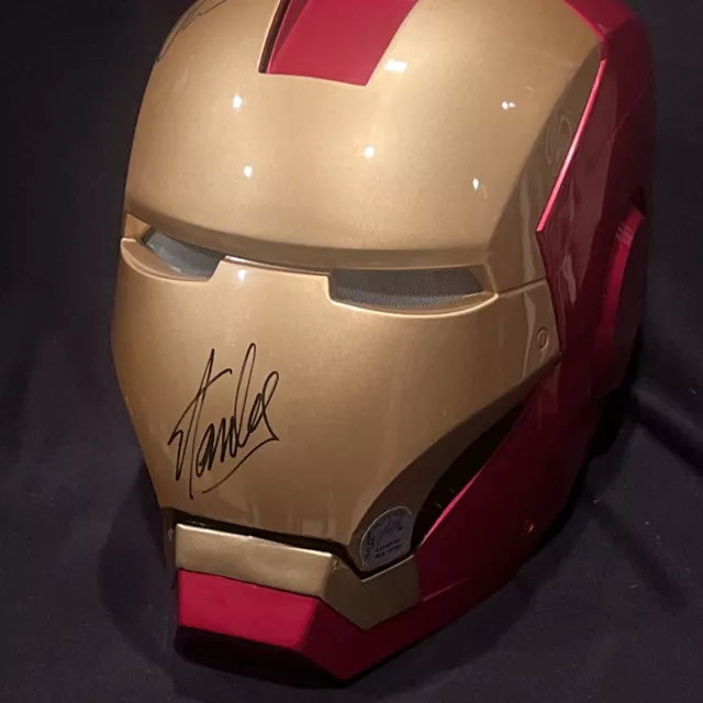 Stan Lee & Robert Downey Jr signed Iron Man Helmet Excelsior Approved Hologram