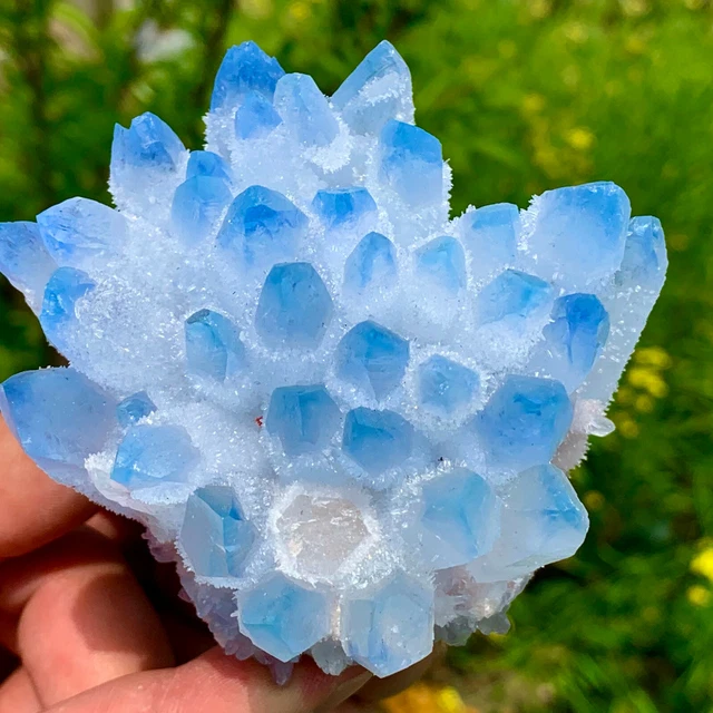 321G New Find sky blue Phantom Quartz Crystal Cluster Mineral Specimen Healing