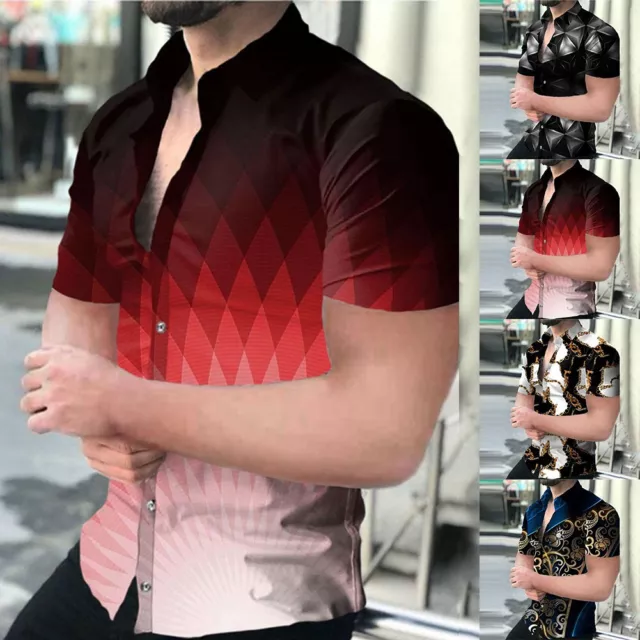 Camicia a maniche corte da uomo stampata in 3D grafica T abito per look alla mod