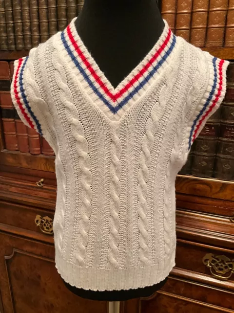 Gilet serbatoio bianco vintage cura madre top cricket - 90-100 cm (circa 2-3 anni)