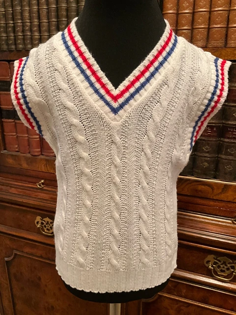 Vintage Mothercare White Tank Vest Cricket Top - 90-100cm (approx 2-3 Years)