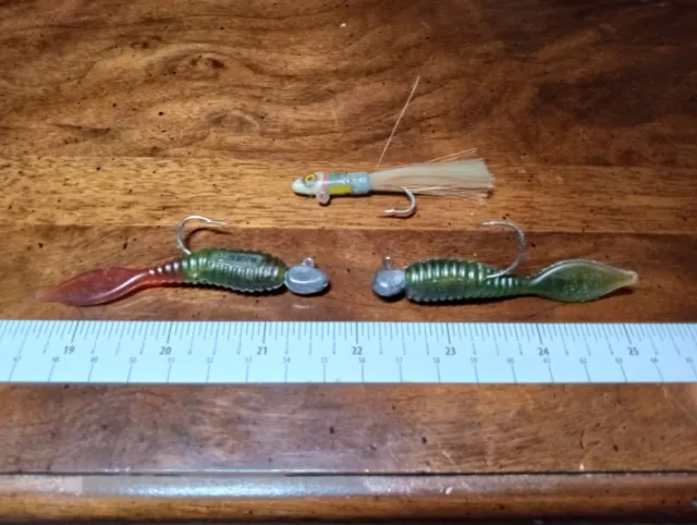 MIXED LOT OF 5 Vintage Rubber Fishing Lures - 3 Manns Sting Ray Grub 1  Creme $9.95 - PicClick