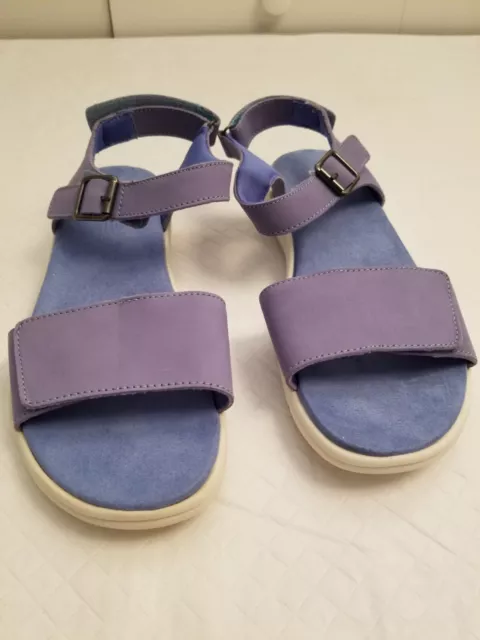 Lands End Womens  Flat Sandals Blue Sling Back Hook & Loop 10 B