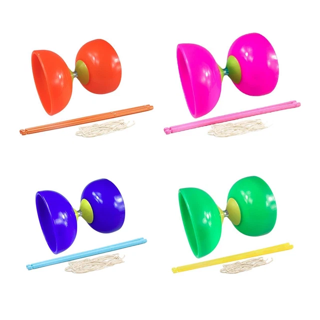 Diabolo Chinois à Triple Roulement – Double Bol Stable – 12 Cm – En PP – Pour Enfants, Ados Et Adultes (Bleu)