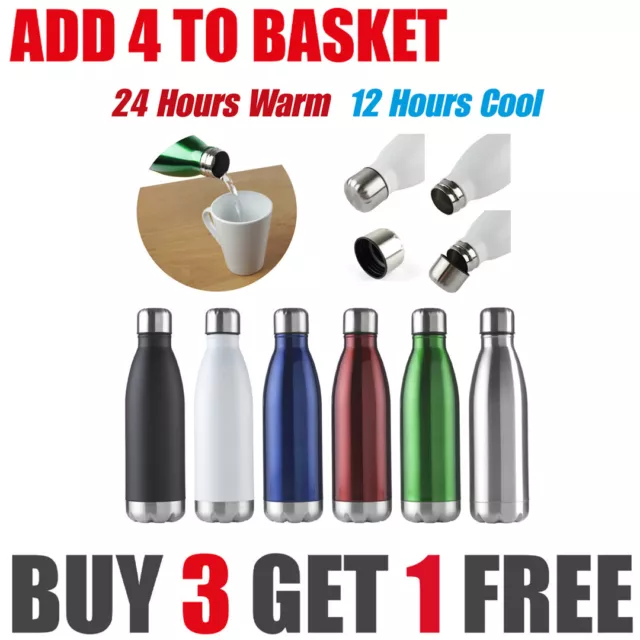 500ml Insulated Metal Bottle Double Walled Flask 24 hours Cold 12 Hours Hot Eco