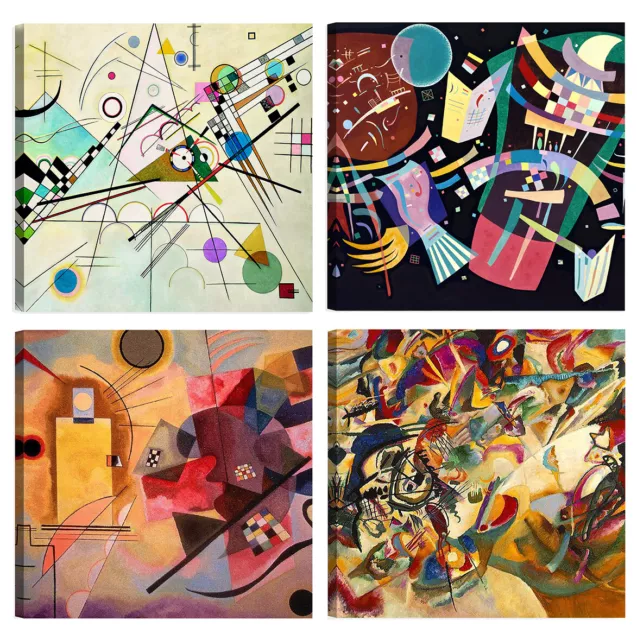 Quadri Moderni Wassily Kandinsky 4 pz 30x30 CM Stampa su Tela Canvas Arredamento