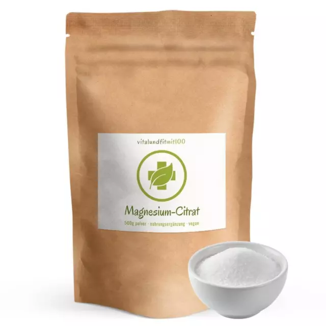 Magnesium-Citrat Pulver | 500 g | 100 % vegan | Glutenfrei | Laktosefrei