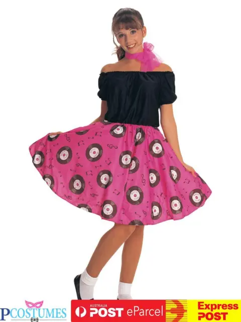 Ladies 50s Grease Poodle Costume Rock n Roll 1950s Retro Rockabilly Dress