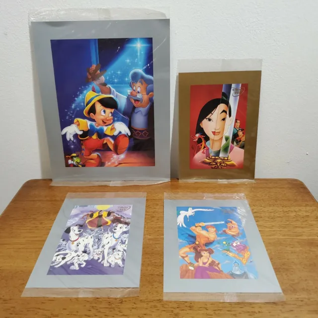Lot of 4 Disney Characters Limited Issue DVD Promo Prints Pinocchio Dalmatians