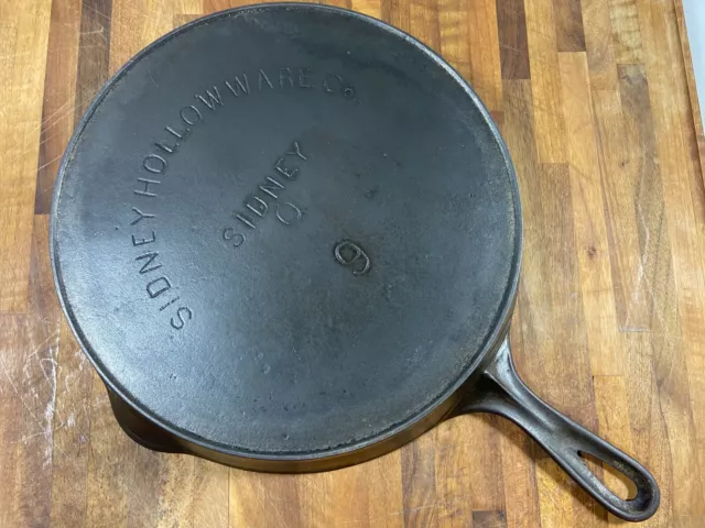 Sidney Hollow Ware Wagner No.9 Cast Iron Skillet Cleaned/Seasoned