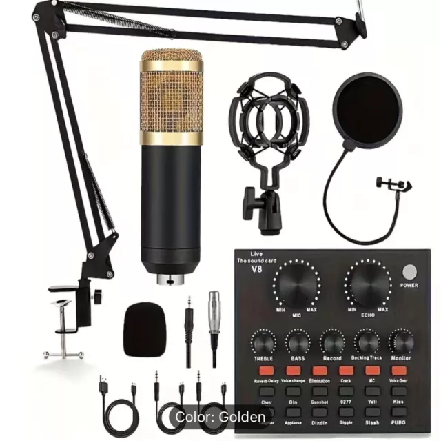 Podcast Equipment Bundle, BM800 Condenser Microphone Bundle with Live Sound Card