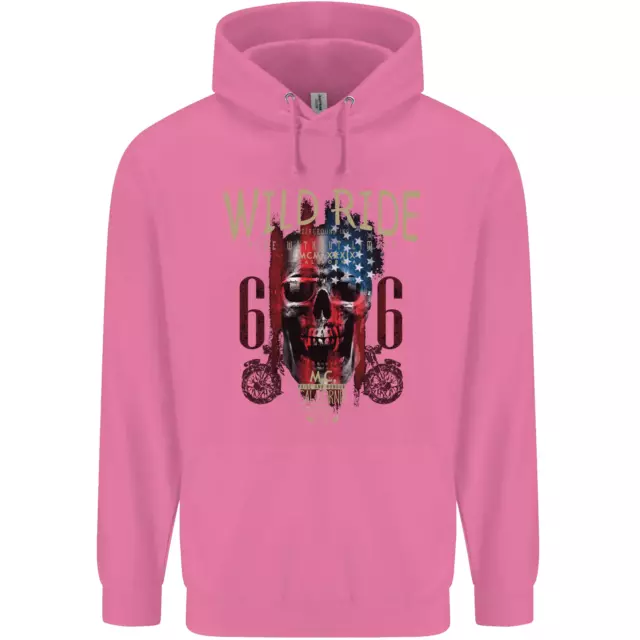 Felpa con cappuccio Biker USA Bandiera Teschio Moto Moto Bambini Bambini 4