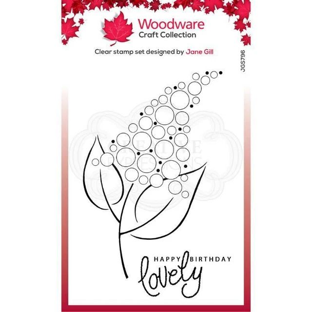 Woodware Bubble Bloom Fizzie Flower 2 Piece Clear Stamp Set Birthday Card Making