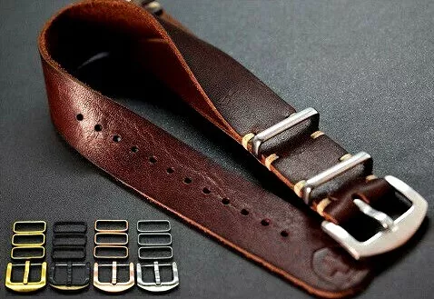 Superior Genuine Leather Military Watch Strap ZULU band Handmade 18/20/22/22 mm