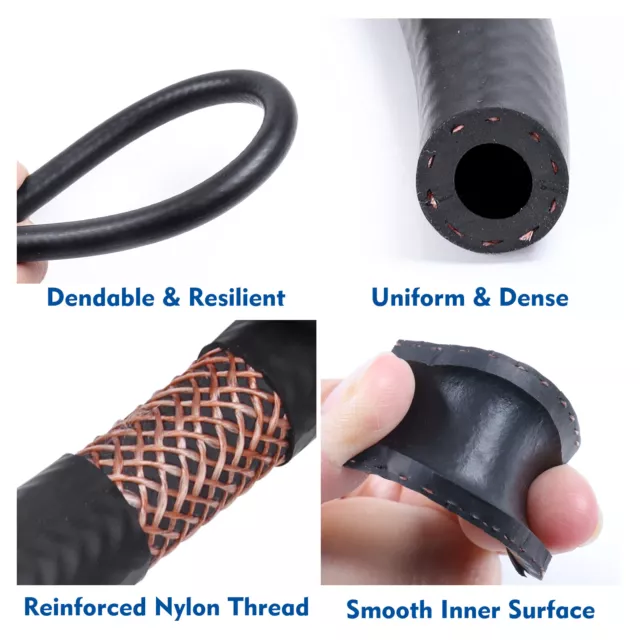 Rubber Fuel Hose Automotive Petrol Pipe Gas Oil Delivery Line Abrasion Resistant 3